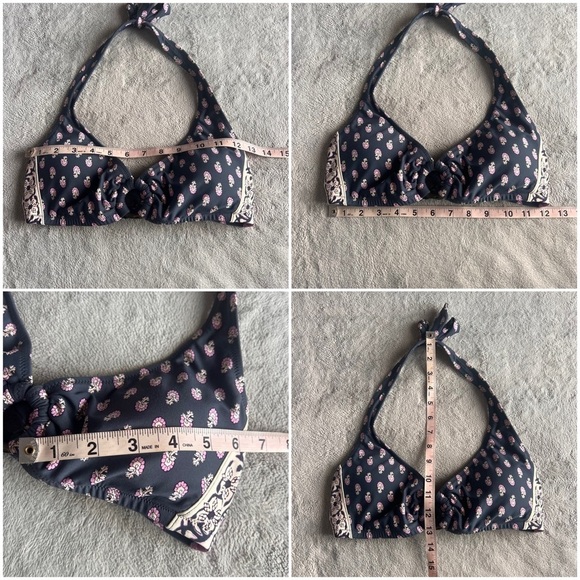 J. Crew Ring Halter Two-Piece Best Buds Floral Bikini Swimsuit Midnight S/M - Picture 14 of 15